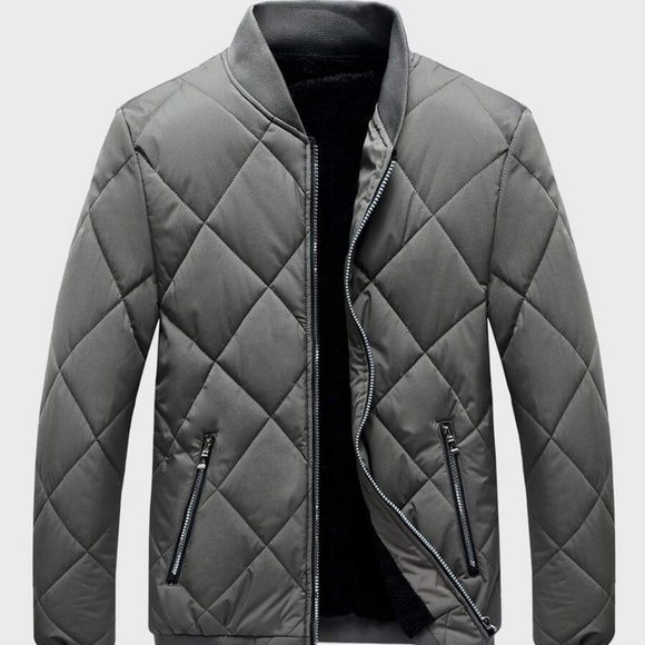 Black Zip up pocket bomber jacket coat quilted - Picture 4 of 11